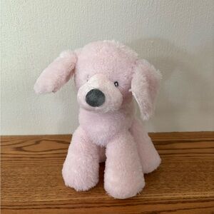 BABY GUND Fluffey Soft Pink Plush Dog Puppy 4040393 Satin Ears Tail Knotted HTF